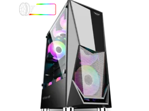 Armageddon Tritron 1 Dual Chamber Tempered Glass Side Panel Gaming PC Chassis Case | Free 3 ARGB Fan