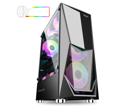 Armageddon Tritron 1 Dual Chamber Tempered Glass Side Panel Gaming PC Chassis Case | Free 3 ARGB Fan