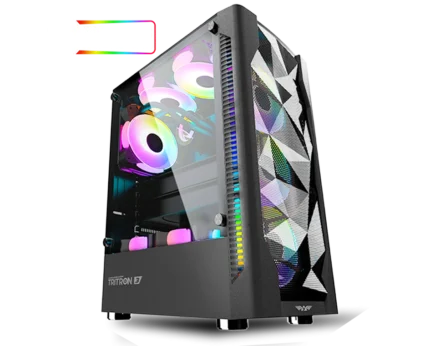 Armaggeddon Tritron 3 Dual Chamber Tempered Glass Side Panel Gaming PC Chassis Case | Free 3 ARGB Fan