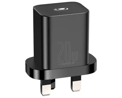 Baseus 20W Super Si Quick Charger 1C UK Black With Baseus Simple Wisdom Data Cable