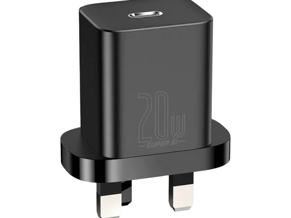 Baseus 20W Super Si Quick Charger 1C UK Black With Baseus Simple Wisdom Data Cable