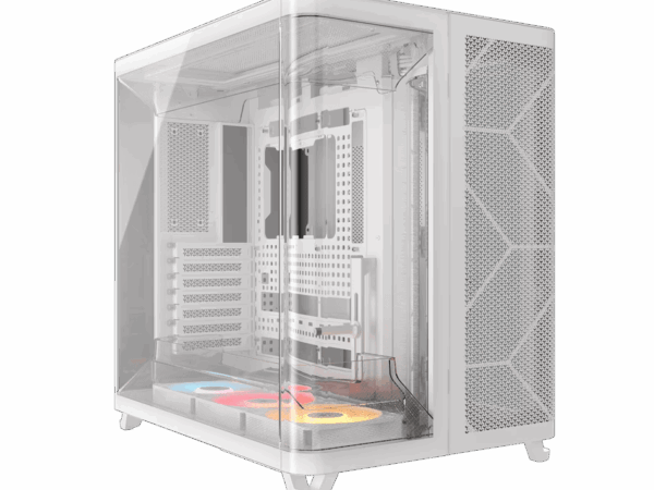 CORSAIR AIR 5400 RS-R ARGB Triple Chamber Mid-Tower PC Case – White